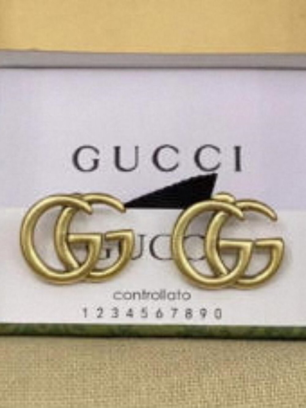 Vintage Gold Gucci GG Logo Stud Earrings